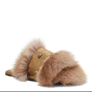 NWT Australia Luxe Collective Gold Antique Muchas Luxe Slide Slippers SZ 6.5-7